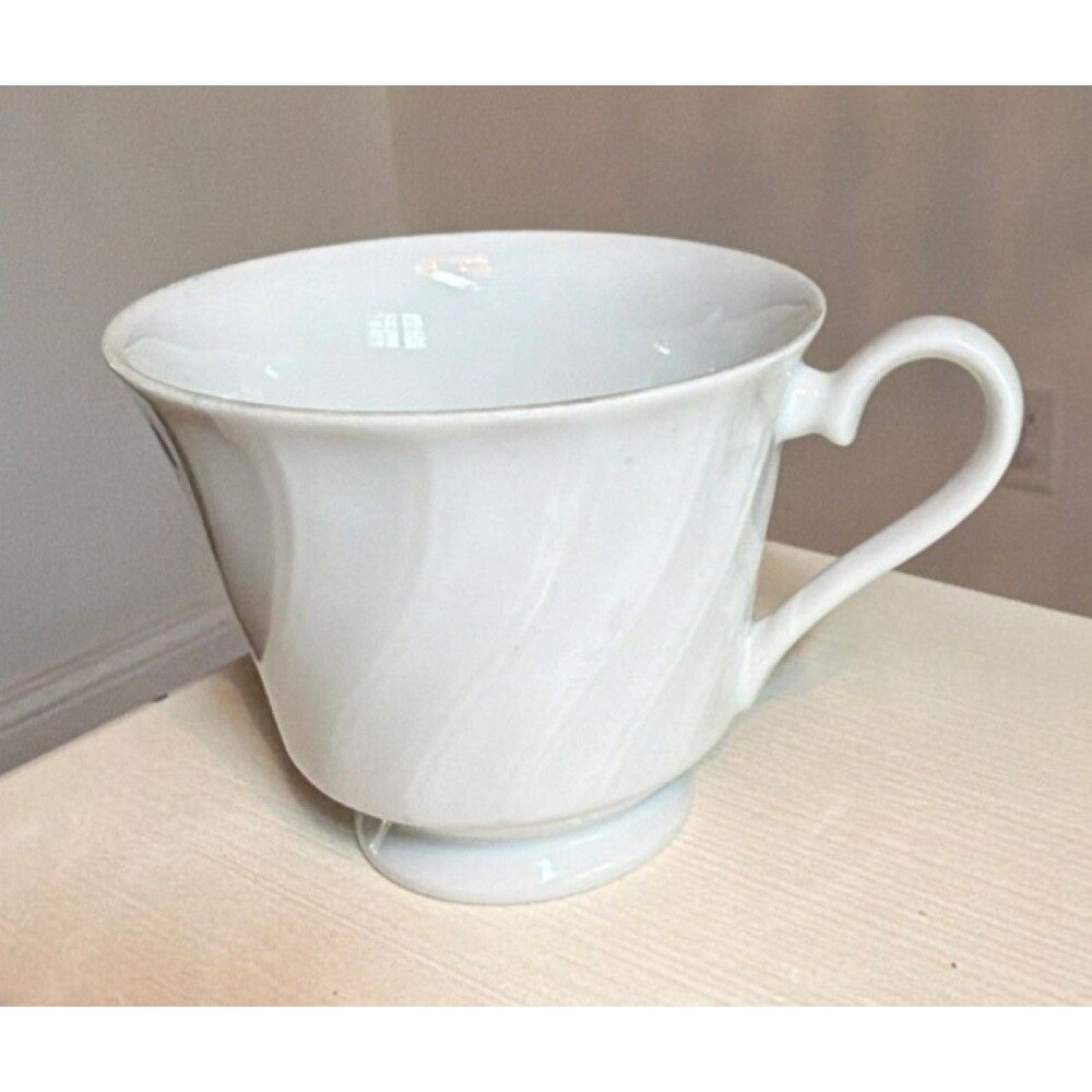 Sheffield Bone White Swirl Pattern Glossy Bone China Cup White With Handle Japan